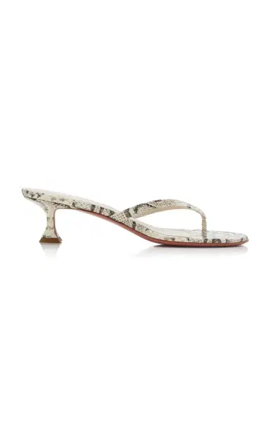 Amina Muaddi Juliette Snake-Effect Leather Sandals | Thumbnail 1 Amina Muaddi Juliette Snake-Effect Leather Sandals | Thumbnail 1