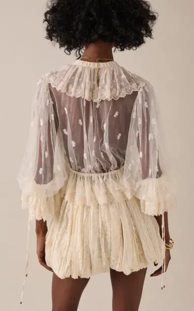 Chloé Ruffled Embroidered Lace Top | Thumbnail 4 Chloé Ruffled Embroidered Lace Top | Thumbnail 4