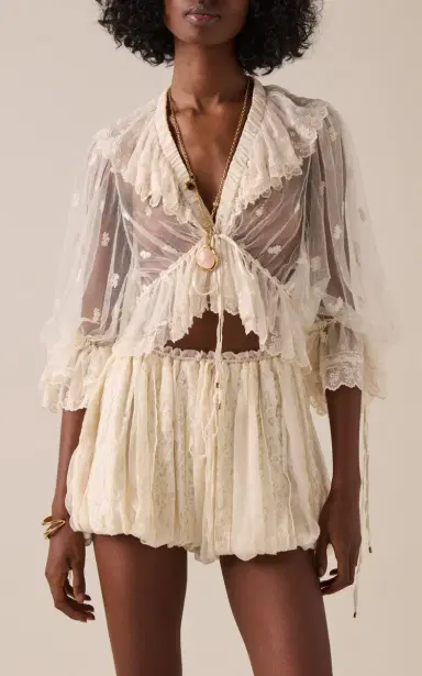 Chloé Ruffled Embroidered Lace Top | Thumbnail 6 Chloé Ruffled Embroidered Lace Top | Thumbnail 6