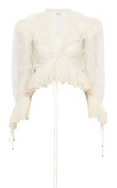 Chloé Ruffled Embroidered Lace Top | Thumbnail 1 Chloé Ruffled Embroidered Lace Top | Thumbnail 1