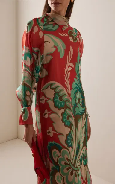 Etro Patterned Silk Midi Dress | Thumbnail 3 Etro Patterned Silk Midi Dress | Thumbnail 3