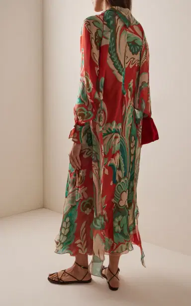 Etro Patterned Silk Midi Dress | Thumbnail 4 Etro Patterned Silk Midi Dress | Thumbnail 4