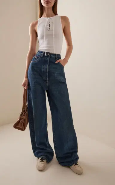 Prada Lace-Up Cotton-Jersey Tank Top | Thumbnail 2 Prada Lace-Up Cotton-Jersey Tank Top | Thumbnail 2