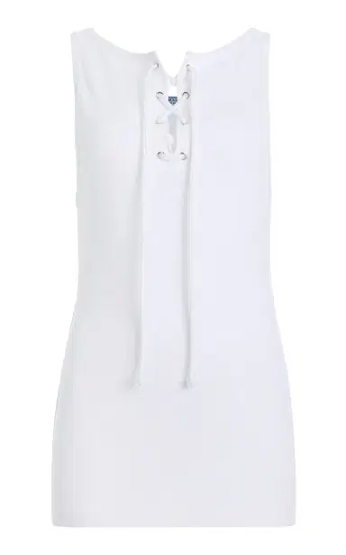 Prada Lace-Up Cotton-Jersey Tank Top | Thumbnail 6 Prada Lace-Up Cotton-Jersey Tank Top | Thumbnail 6
