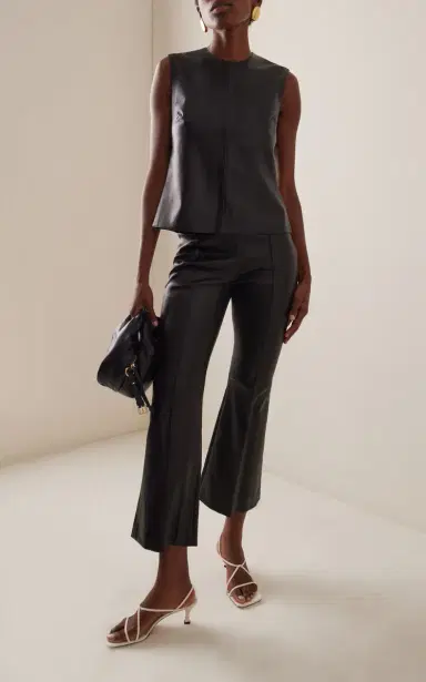 Rosetta Getty Cropped Leather Flared Pants | Thumbnail 2 Rosetta Getty Cropped Leather Flared Pants | Thumbnail 2