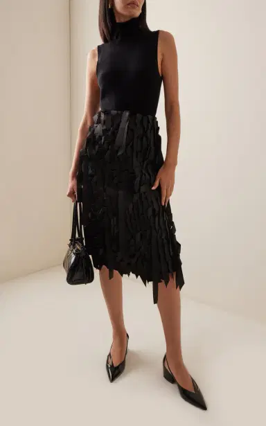 Prada Ribbon-Embroidered Sablé Midi Skirt | Thumbnail 2 Prada Ribbon-Embroidered Sablé Midi Skirt | Thumbnail 2
