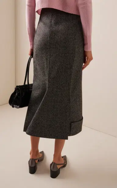 Prada Wool Mouliné Midi Skirt | Thumbnail 4 Prada Wool Mouliné Midi Skirt | Thumbnail 4