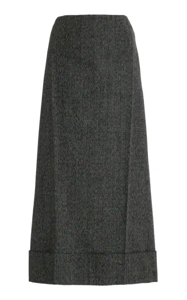 Prada Wool Mouliné Midi Skirt | Thumbnail 1 Prada Wool Mouliné Midi Skirt | Thumbnail 1