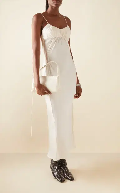 Jil Sander Gathered Cupro-Blend Midi Dress | Thumbnail 2 Jil Sander Gathered Cupro-Blend Midi Dress | Thumbnail 2