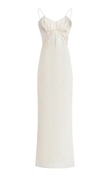 Jil Sander Gathered Cupro-Blend Midi Dress | Thumbnail 1 Jil Sander Gathered Cupro-Blend Midi Dress | Thumbnail 1