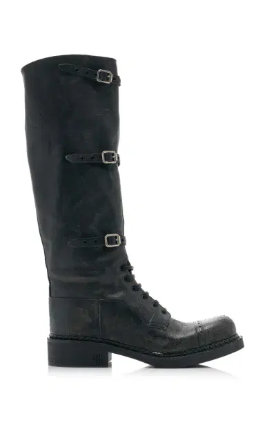Miu Miu Lifestyle Leather Knee Boots | Thumbnail 1 Miu Miu Lifestyle Leather Knee Boots | Thumbnail 1
