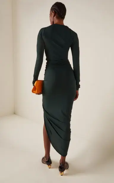Ferragamo Ruched Jersey-Knit Midi Dress | Thumbnail 4 Ferragamo Ruched Jersey-Knit Midi Dress | Thumbnail 4