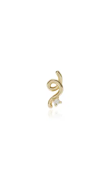 Bea Bongiasca Mini Loop Earring With Round Brilliant Diamond Single 9K Yellow Gold 0 015tcw Diamond | Thumbnail 4 Bea Bongiasca Mini Loop Earring With Round Brilliant Diamond Single 9K Yellow Gold 0 015tcw Diamond | Thumbnail 4