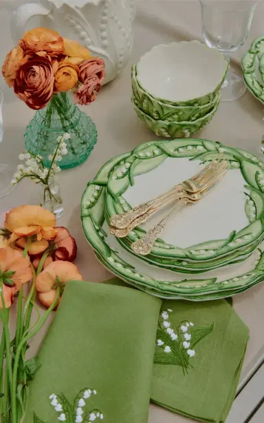 Moda Domus Set-of-Six Lily Of The Valley Ceramic Dinner Plates - Blue | Thumbnail 4 Moda Domus Set-of-Six Lily Of The Valley Ceramic Dinner Plates - Blue | Thumbnail 4