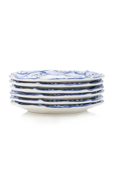 Moda Domus Set-of-Six Lily Of The Valley Ceramic Salad Plates - Green | Thumbnail 5 Moda Domus Set-of-Six Lily Of The Valley Ceramic Salad Plates - Green | Thumbnail 5