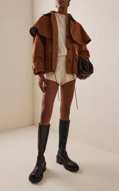 Sea Carolyn Cape-Detailed Cotton Workwear Jacket | Thumbnail 3 Sea Carolyn Cape-Detailed Cotton Workwear Jacket | Thumbnail 3