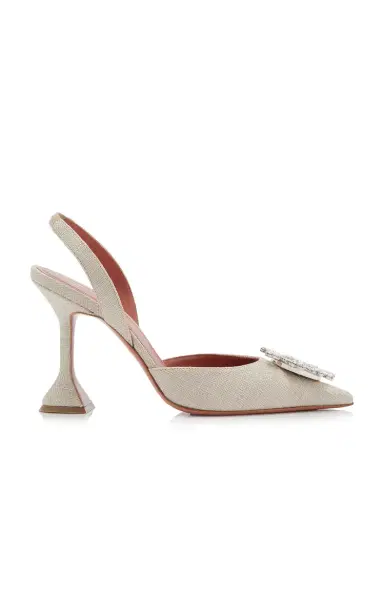 Amina Muaddi Begum Canvas Slingback Pumps | Thumbnail 1 Amina Muaddi Begum Canvas Slingback Pumps | Thumbnail 1