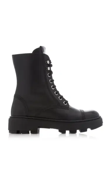 Miu Miu Leather Combat Boots | Thumbnail 1 Miu Miu Leather Combat Boots | Thumbnail 1