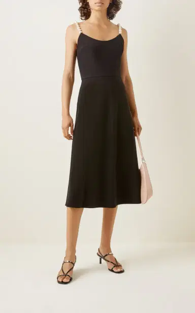 Miu Miu Pearl-Detailed Cady Midi Dress | Thumbnail 11 Miu Miu Pearl-Detailed Cady Midi Dress | Thumbnail 11
