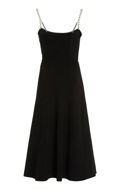 Miu Miu Pearl-Detailed Cady Midi Dress | Thumbnail 4 Miu Miu Pearl-Detailed Cady Midi Dress | Thumbnail 4