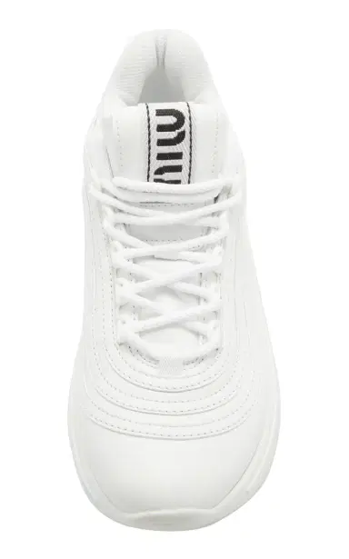 Miu Miu Crystal-Embellished Leather Sneakers | Thumbnail 3 Miu Miu Crystal-Embellished Leather Sneakers | Thumbnail 3