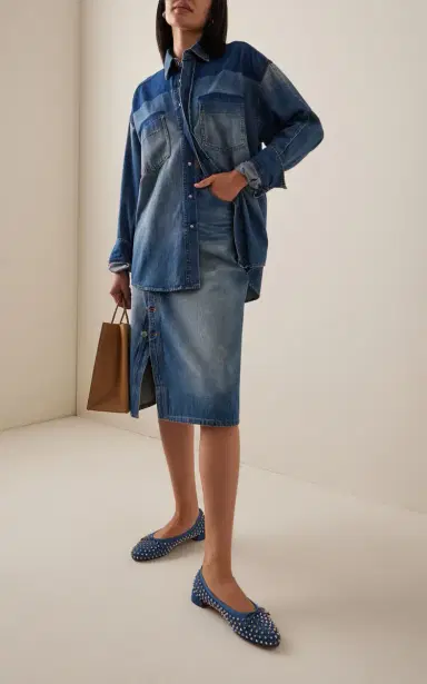 Christian Louboutin Sweetie Jane Studded Denim Flats | Thumbnail 2 Christian Louboutin Sweetie Jane Studded Denim Flats | Thumbnail 2