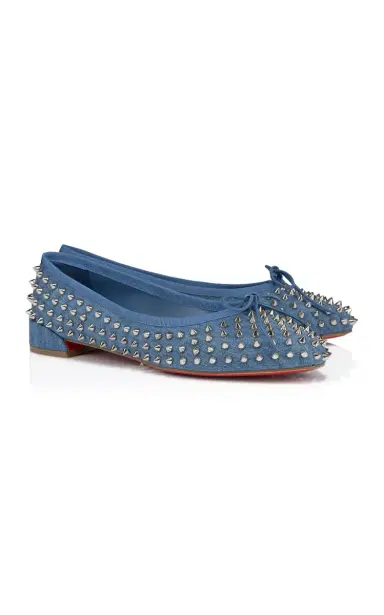 Christian Louboutin Sweetie Jane Studded Denim Flats | Thumbnail 3 Christian Louboutin Sweetie Jane Studded Denim Flats | Thumbnail 3