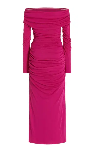 Carolina Herrera Ruched Off-The-Shoulder Jersey Midi Dress | Thumbnail 5 Carolina Herrera Ruched Off-The-Shoulder Jersey Midi Dress | Thumbnail 5