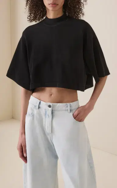 Alaïa Oversized Cotton-Wool Crop Top | Thumbnail 3 Alaïa Oversized Cotton-Wool Crop Top | Thumbnail 3