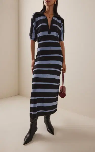 Proenza Schouler Solana Wool-Silk Knit Maxi Polo Dress - Stripe | Thumbnail 7 Proenza Schouler Solana Wool-Silk Knit Maxi Polo Dress - Stripe | Thumbnail 7