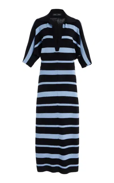 Proenza Schouler Solana Wool-Silk Knit Maxi Polo Dress - Stripe | Thumbnail 1 Proenza Schouler Solana Wool-Silk Knit Maxi Polo Dress - Stripe | Thumbnail 1