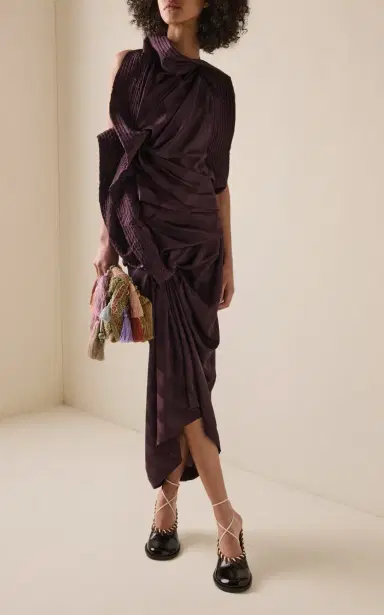 Dries Van Noten Dolla Draped Silk Midi Dress | Thumbnail 2 Dries Van Noten Dolla Draped Silk Midi Dress | Thumbnail 2