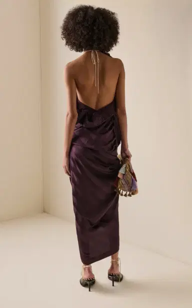 Dries Van Noten Dolla Draped Silk Midi Dress | Thumbnail 4 Dries Van Noten Dolla Draped Silk Midi Dress | Thumbnail 4