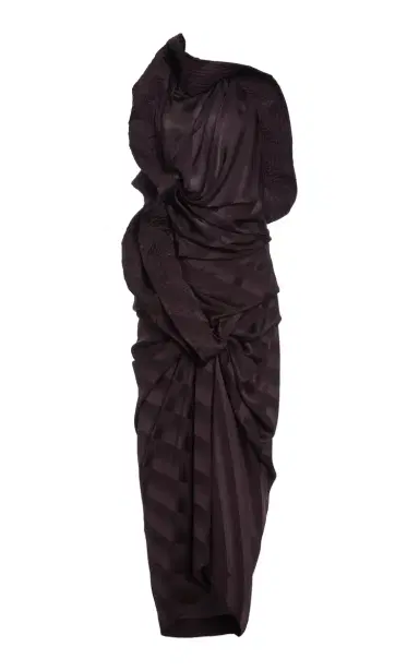 Dries Van Noten Dolla Draped Silk Midi Dress | Thumbnail 1 Dries Van Noten Dolla Draped Silk Midi Dress | Thumbnail 1