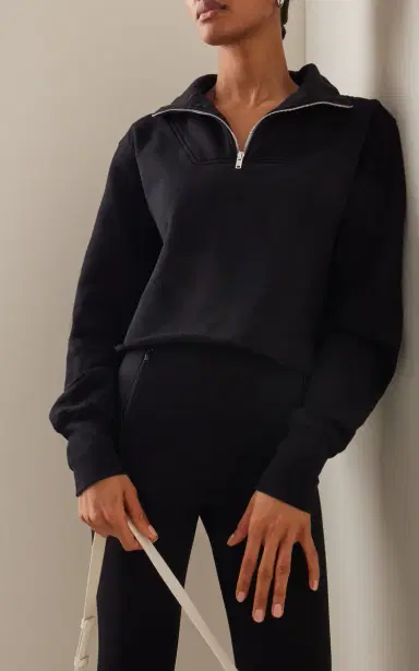 Les Tien Hayley Cropped Half Zip Cotton Sweatshirt | Thumbnail 3 Les Tien Hayley Cropped Half Zip Cotton Sweatshirt | Thumbnail 3