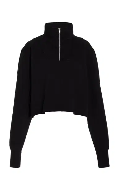 Les Tien Hayley Cropped Half Zip Cotton Sweatshirt | Thumbnail 1 Les Tien Hayley Cropped Half Zip Cotton Sweatshirt | Thumbnail 1