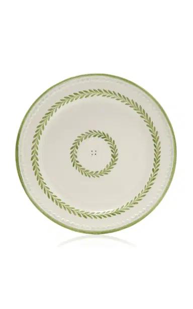 Moda Domus Set-of-Two Leaf-Painted Creamware Dinner Plates - Green | Thumbnail 4 Moda Domus Set-of-Two Leaf-Painted Creamware Dinner Plates - Green | Thumbnail 4