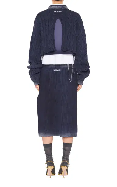 Miu Miu Low-Rise Faded Cotton Midi Skirt | Thumbnail 5 Miu Miu Low-Rise Faded Cotton Midi Skirt | Thumbnail 5