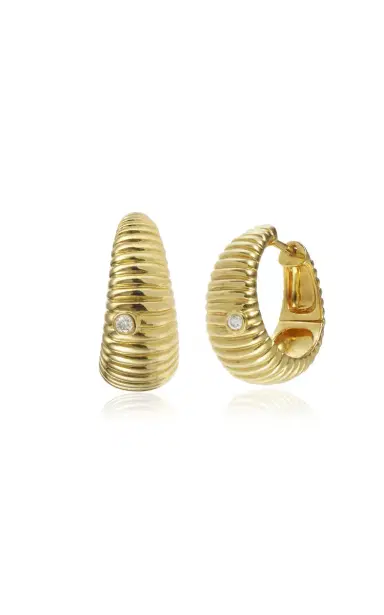 Yvonne Léon 9K Gold Diamond Hoop Earrings | Thumbnail 3 Yvonne Léon 9K Gold Diamond Hoop Earrings | Thumbnail 3