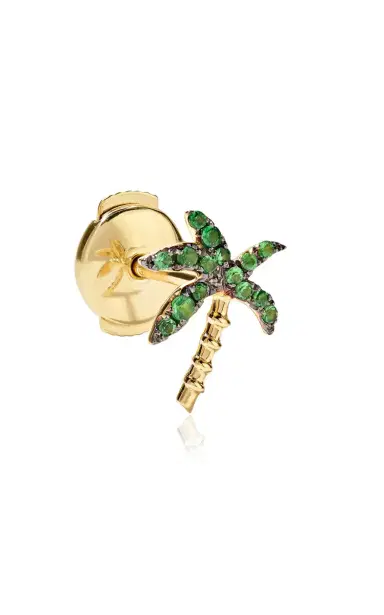 Yvonne Léon Palm Tree Single Stud Earring Tsavorites Yellow Gold | Thumbnail 3 Yvonne Léon Palm Tree Single Stud Earring Tsavorites Yellow Gold | Thumbnail 3