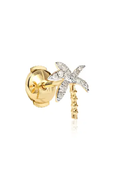 Yvonne Léon Palm Tree Single Stud Earring Diamonds Yellow Gold | Thumbnail 3 Yvonne Léon Palm Tree Single Stud Earring Diamonds Yellow Gold | Thumbnail 3