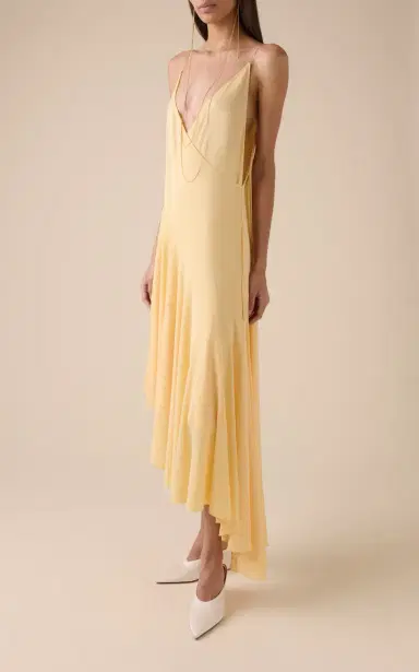 ALAÏA Asymmetric Cotton Midi Slip Dress | Thumbnail 6 ALAÏA Asymmetric Cotton Midi Slip Dress | Thumbnail 6