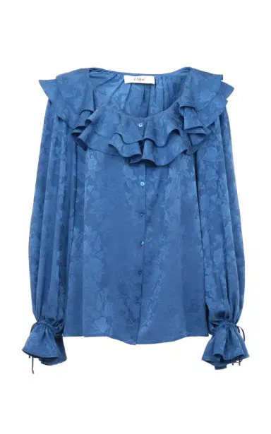 Chloé Organic-Silk Rose-Jacquard Top | Thumbnail 1 Chloé Organic-Silk Rose-Jacquard Top | Thumbnail 1
