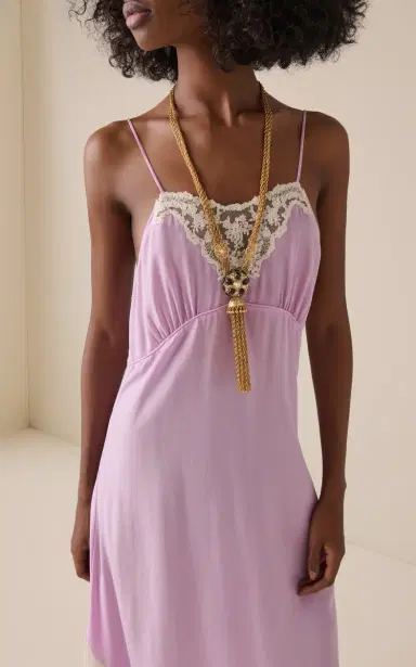 Chloé Lace-Trimmed Organic Silk Crepe De Chine Maxi Dress | Thumbnail 2 Chloé Lace-Trimmed Organic Silk Crepe De Chine Maxi Dress | Thumbnail 2