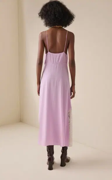 Chloé Lace-Trimmed Organic Silk Crepe De Chine Maxi Dress | Thumbnail 4 Chloé Lace-Trimmed Organic Silk Crepe De Chine Maxi Dress | Thumbnail 4