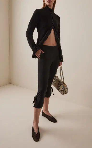 COLLEEN ALLEN Tie-Detailed Stretch-Crepe Capri Pants - Black | Thumbnail 2 COLLEEN ALLEN Tie-Detailed Stretch-Crepe Capri Pants - Black | Thumbnail 2