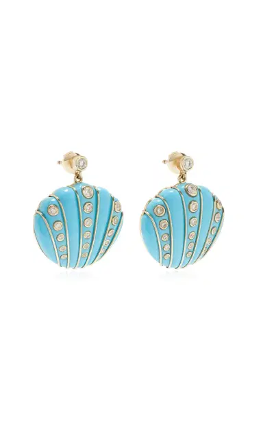 Yvonne Léon Turquoise Shell Earrings | Thumbnail 3 Yvonne Léon Turquoise Shell Earrings | Thumbnail 3