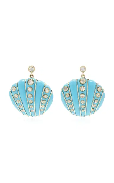 Yvonne Léon Turquoise Shell Earrings | Thumbnail 4 Yvonne Léon Turquoise Shell Earrings | Thumbnail 4