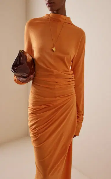 COLLEEN ALLEN Ruched Waist Cotton-Blend Maxi Dress | Thumbnail 3 COLLEEN ALLEN Ruched Waist Cotton-Blend Maxi Dress | Thumbnail 3