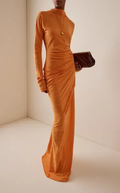 COLLEEN ALLEN Ruched Waist Cotton-Blend Maxi Dress | Thumbnail 4 COLLEEN ALLEN Ruched Waist Cotton-Blend Maxi Dress | Thumbnail 4